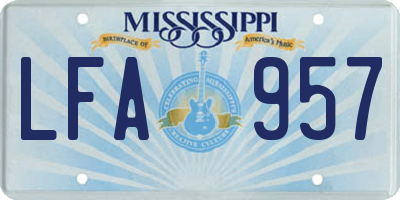 MS license plate LFA957