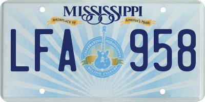 MS license plate LFA958