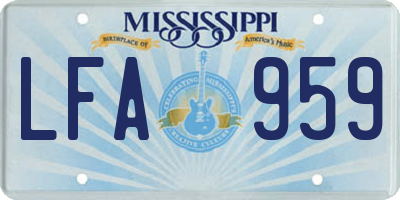 MS license plate LFA959