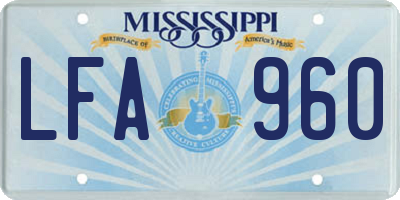 MS license plate LFA960
