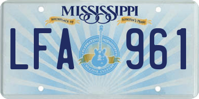 MS license plate LFA961