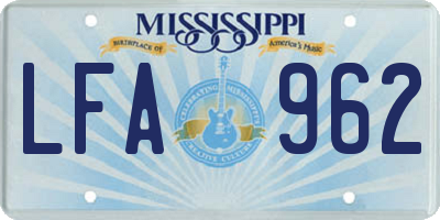MS license plate LFA962