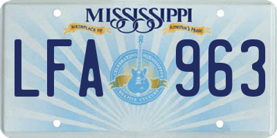 MS license plate LFA963
