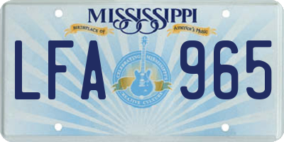 MS license plate LFA965