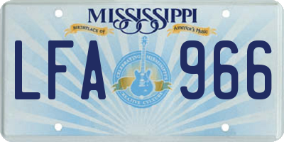 MS license plate LFA966