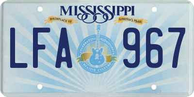 MS license plate LFA967