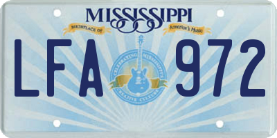 MS license plate LFA972