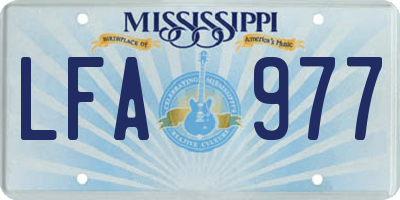 MS license plate LFA977