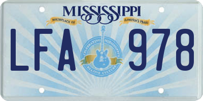 MS license plate LFA978
