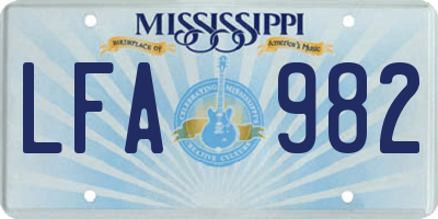 MS license plate LFA982