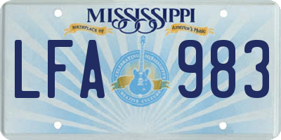 MS license plate LFA983