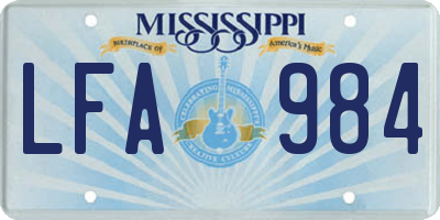 MS license plate LFA984