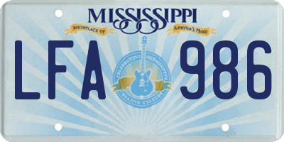 MS license plate LFA986