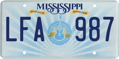 MS license plate LFA987