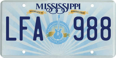 MS license plate LFA988
