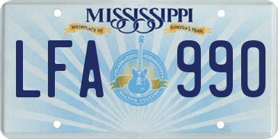 MS license plate LFA990
