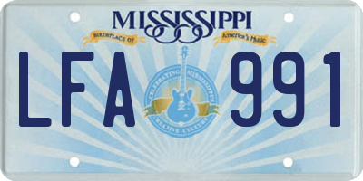 MS license plate LFA991