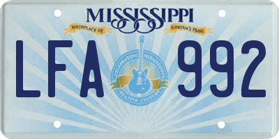 MS license plate LFA992