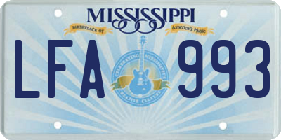 MS license plate LFA993