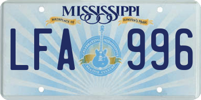 MS license plate LFA996
