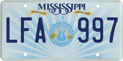 MS license plate LFA997