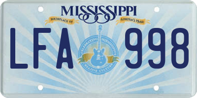 MS license plate LFA998