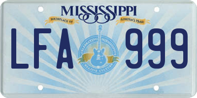 MS license plate LFA999