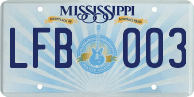 MS license plate LFB003