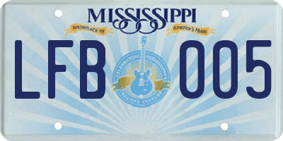 MS license plate LFB005