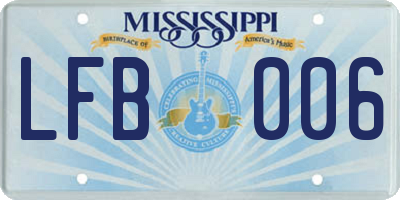 MS license plate LFB006