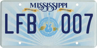 MS license plate LFB007