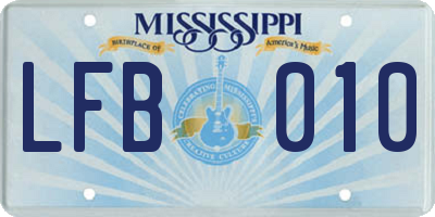 MS license plate LFB010