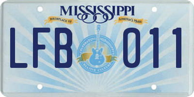 MS license plate LFB011