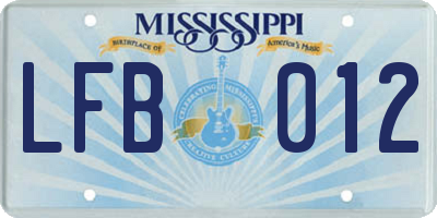 MS license plate LFB012