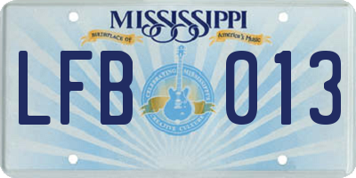 MS license plate LFB013