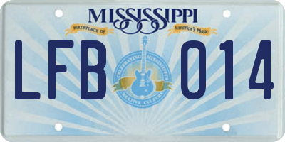 MS license plate LFB014