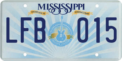 MS license plate LFB015