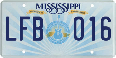 MS license plate LFB016