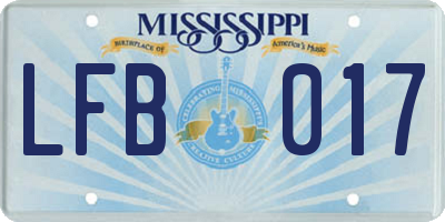 MS license plate LFB017