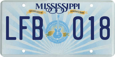 MS license plate LFB018