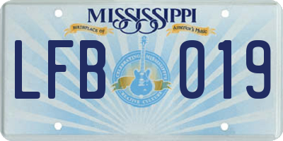 MS license plate LFB019