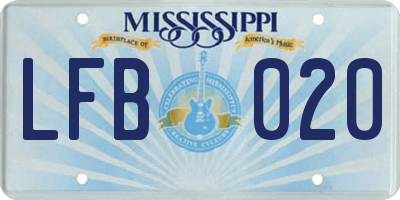 MS license plate LFB020