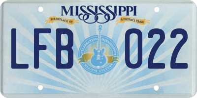MS license plate LFB022