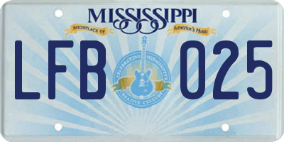 MS license plate LFB025
