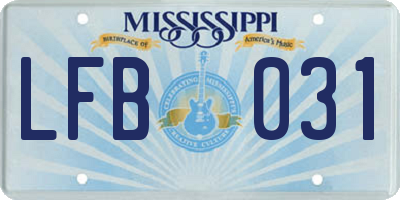 MS license plate LFB031