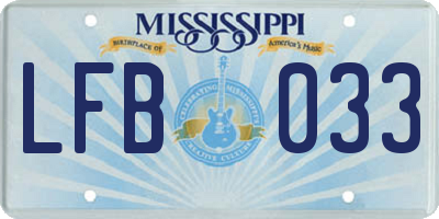 MS license plate LFB033