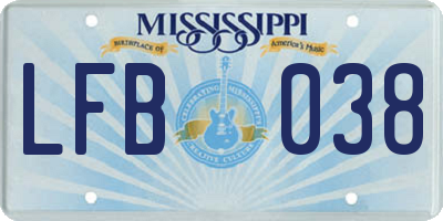MS license plate LFB038