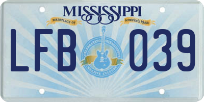 MS license plate LFB039