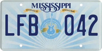 MS license plate LFB042