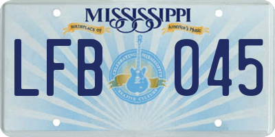 MS license plate LFB045
